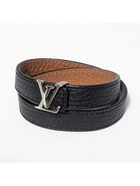 Louis Vuitton Bracelet LV Logo Leather Black